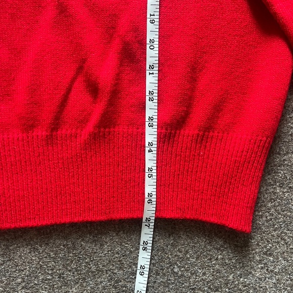 Vintage Haband Red V Neck Knit Long Sleeve Pullover Sweater Navy Trim Men’s XL - Picture 9 of 13